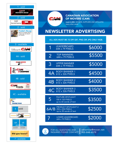 CAM Newsletter Advertising 2026